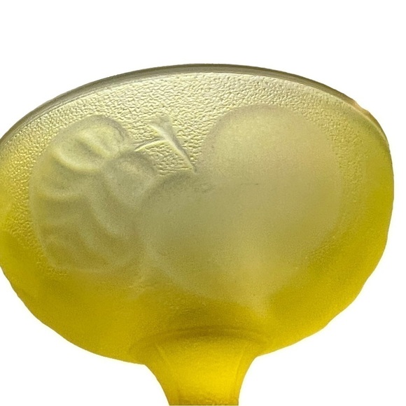 Vintage Compote Candy Trinket Dishes 2 Matching Canary Yellow Frosted Glass - Picture 11 of 14